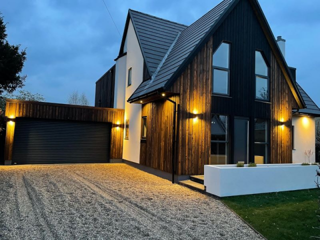 Charred timber cladding on house - Permachar Cladding in shade option